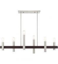  46866-91 - 6 Lt Brushed Nickel & Bronze Linear Chandelier