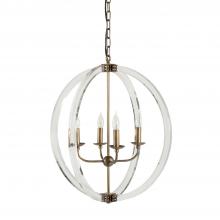 GABBY SCH-156015 - Grayson Chandelier, 4-Light, Antique Brass, Clear, 24"W (SCH-156015 )