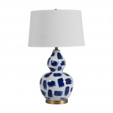 GABBY SCH-159080 - Luca Table Lamp, 1-Light, Blue, White, Antique Brass, White Linen Shade, 29"H (SCH-159080 )