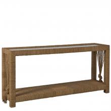 GABBY SCH-163295 - Hutch Console, Natural Seagrass, Clear Tempered Glass, 70"W (SCH-163295 )