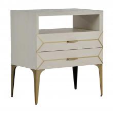 GABBY SCH-166310 - Whitley Nightstand, Cerused White, Stain Brass, 30"W (SCH-166310 )