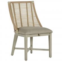 GABBY SCH-166350 - Hamlet Dining Chair, White Rattan , White Leather, Vienna Custard Fabric, Sesame White, 34.5"H