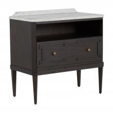 GABBY SCH-168200 - Glenwood Nightstand, Forest Black, Agros White Stone Top, Brass Handles, 30"W (SCH-168200 )