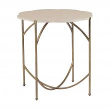 GABBY SCH-168305 - Gillian Side Table, Antique Gold, Natural Limestone Top, Iron, Limestone, 23.88"H (SCH-168305 )