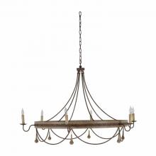 GABBY SCH-169005 - Jean Chandelier, 6-Light, Rust, White Washed Wood, 55.5"W (SCH-169005 )