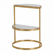 GABBY SCH-169180 - Emmanuel Side Table, Gold Leaf, Antique Mirror Shelf Tops, 24"H (SCH-169180 )