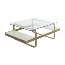 GABBY SCH-170365 - Winnipeg Coffee Table, Forged Champagne, Ivory Marble, Clear Tempered Glass, 48"W (SCH-170365 )