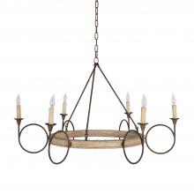 GABBY SCH-290275 - Bailey Chandelier, 6-Light, White Washed Wood, Black, Rust, 46"W (SCH-290275 )