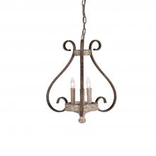 GABBY SCH-550460 - Edith Chandelier, 3-Light, Chipped White, Rust, 18.5"W (SCH-550460 )