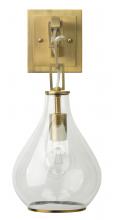 Jamie Young Co. 4TEAR-CLAB - Tear Drop Wall Sconce, Antique Brass, Clear Glass, 7.5"W 4TEAR-CLAB