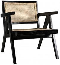 Noir AE-130CHB - James Relax Chair, Black Charcoal and Rattan, Caning, 24"W AE-130CHB