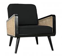 Noir AE-148CHB - Edward Club Chair, Charcoal Black, Black Cotton Fabric, 28"W AE-148CHB