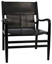 Noir AE-181CHB - Clancy Chair, Charcoal Black, Black Leather, 33"H AE-181CHB