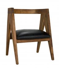 Noir AE-194T - Nominee Chair, Natural, Black Leather, 28"H AE-194T