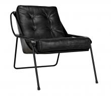 Noir AE-198 - Mr. Malcom Lounge Chair, Black Metal, Black leather, 35"H AE-198