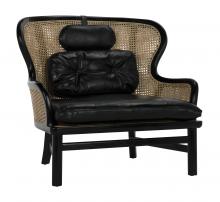 Noir AE-203CHB - Marabu Armchair, Charcoal Black, Black Leather, 35.5"H AE-203CHB