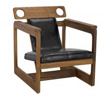 Noir AE-224T - Buraco Relax Chair, Natural, Black Leather, 25"W AE-224T