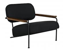 Noir AE-229 - Zeus Lounge Chair, Natural Arms, Black Frame, Black Cotton Fabric, 28"H AE-229