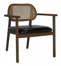 Noir AE-234T - Tolka Dining Chair, Natural, Black Leather, 33"H AE-234T