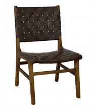 Noir AE-241T - Dede Dining Chair, Natural, Brown Leather, 35"H AE-241T