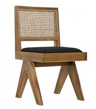 Noir AE-246T - Contucius Dining Chair, Natural, Black Cotton Fabric, 33.5"H AE-246T