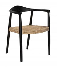 Noir AE-36BB - Dallas Dining Chair, Black Burnt, Tan Peeled Rattan, 30"H AE-36BB