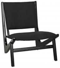 Noir AE-40CHB - Boomerang Lounge Chair, Charcoal Black, Black Cotton Fabric, 34"H AE-40CHB