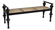 Noir AE-93CHB - Indochine Bench, Brown Caning, Charcoal Black Frame, 65"W AE-93CHB