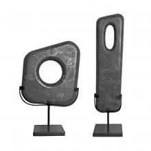 Noir AM-312BM-2 - Flaubert Sculpture, Black Marble and Matte Black, 6.5"W AM-312BM-2