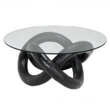 Noir AR-311BBF - Phobos Coffee Table with Glass, Black Resin