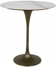 Noir GBAR001MB-36 - Laredo Bar Table, Antique Brass, Bianco Crown Marble Top, 36"W GBAR001MB-36