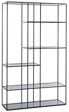 Noir GBCS182MTB-L - Tulou Shelf, Matte Black, Antiqued Glass, 50"W GBCS182MTB-L