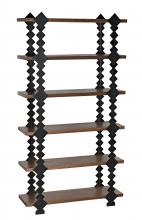 Noir GBCS249 - Page Bookcase, Dark Walnut, Black Metal, 90.5"H GBCS249