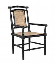 Noir GCHA126AHB - Colonial Bamboo Dining Chair, Hand-Rubbed Black, 40"H GCHA126AHB