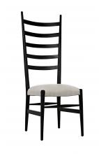 Noir GCHA132HB - Ladder Dining Chair, Hand-Rubbed Black, White Cotton Fabric, 50"H GCHA132HB