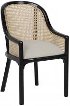 Noir GCHA258HB-LN - Gaston Dining Chair, Hand-Rubbed Black, Tan Light Linen, 33.5"H GCHA258HB-LN