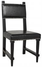 Noir GCHA275D1 - Kerouac Dining Chair, Distressed Black, Black Leather, 37"H GCHA275D1