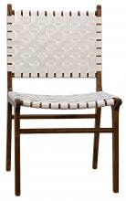 Noir GCHA277WH - Dede Dining Chair, Natural, White Leather, 35.5"H GCHA277WH