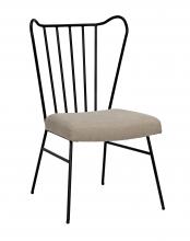 Noir GCHA304MTB - Boundary Dining Chair, Matte Black, Tan Light Linen, 35"H GCHA304MTB