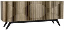 Noir GCON244BW - Illusion Sideboard, 4-Door, Bleached Walnut, Matte Black Frame, 78"W GCON244BW