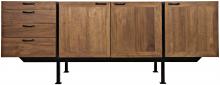 Noir GCON248DW - Mind-Croft Sideboard, 4-Drawer, 3-Door, Dark Walnut, 76.5"W GCON248DW