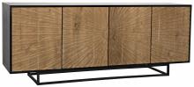 Noir GCON280HBT - Ra Sideboard, 4-Door, Hand-Rubbed Black, Matte Black Base, 76"W GCON280HBT