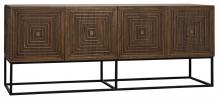 Noir GCON289DW - Lanon Sideboard, 4-Door, Dark Walnut, Matte Black Base, 80"W GCON289DW