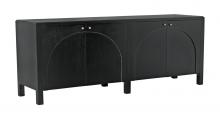 Noir GCON386HB - Weston Sideboard, 4-Door, Hand-Rubbed Black, Light Brown Trim, 78.5"W GCON386HB