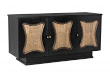 Noir GCON388HB - St. Helens Sideboard, 3-Door, Hand-Rubbed Black, Mindi Wood, 60"W GCON388HB