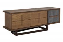 Noir GCON401 - William Sideboard, 4-Drawer, 2-Door, Dark Walnut, Ebony Walnut Base, 84"W GCON401