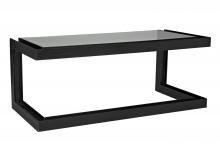 Noir GDES143MT - Structure Steel Desk, Matte Black, Clear Glass Tabletop, 76"W GDES143MT