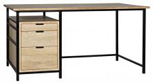 Noir GDES164BW - Nabucco Desk, Bleached Walnut, Matte Black Legs, 60"W GDES164BW