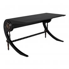 Noir GDES182HB - Mephistopheles Desk, Hand-Rubbed Black, Light Brown Highlights, 60"W GDES182HB