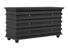 Noir GDRE120HB - Ascona Chest, 6-Drawer, Hand-Rubbed Black, 61"W GDRE120HB